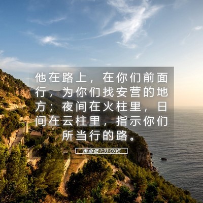 Picture 05 - 申 命 记 1:33 CUVS - 他 在 路 上 ， 在 你 们 前 面 行 ， - Bible Verse Picture