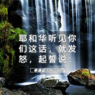 Picture 05 - 申 命 记 1:34 CUVS - 耶 和 华 听 见 你 们 这 话 ， 就 发 - Bible Verse Picture