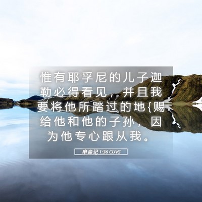Picture 05 - 申 命 记 1:36 CUVS - 惟 有 耶 孚 尼 的 儿 子 迦 勒 必 得 - Bible Verse Picture