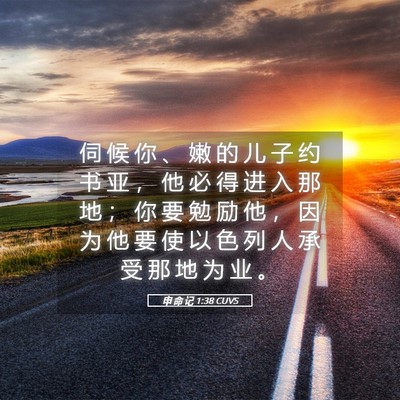 Picture 05 - 申 命 记 1:38 CUVS - 伺 候 你 、 嫩 的 儿 子 约 书 亚 ， - Bible Verse Picture