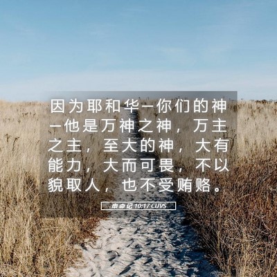 Picture 05 - 申 命 记 10:17 CUVS - 因 为 耶 和 华 ─ 你 们 的 神 ─ 他 - Bible Verse Picture
