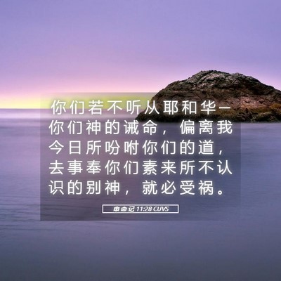 Picture 05 - 申 命 记 11:28 CUVS - 你 们 若 不 听 从 耶 和 华 ─ 你 们 - Bible Verse Picture