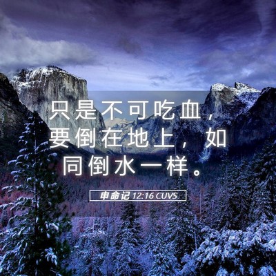 Picture 05 - 申 命 记 12:16 CUVS - 只 是 不 可 吃 血 ， 要 倒 在 地 上 - Bible Verse Picture