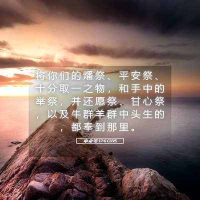 Picture 05 - 申 命 记 12:6 CUVS - 将 你 们 的 燔 祭 、 平 安 祭 、 十 - Bible Verse Picture