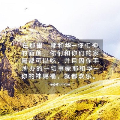 Picture 05 - 申 命 记 12:7 CUVS - 在 那 里 ， 耶 和 华 ─ 你 们 神 的 - Bible Verse Picture