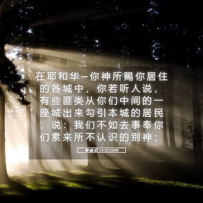 Picture 05 - 申 命 记 13:12 CUVS - 在 耶 和 华 ─ 你 神 所 赐 你 居 住 - Bible Verse Picture