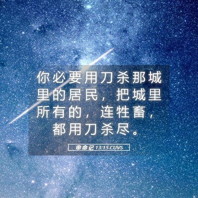 Picture 05 - 申 命 记 13:15 CUVS - 你 必 要 用 刀 杀 那 城 里 的 居 民 - Bible Verse Picture