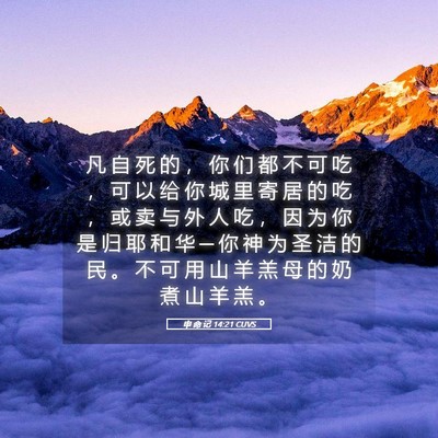 Picture 05 - 申 命 记 14:21 CUVS - 凡 自 死 的 ， 你 们 都 不 可 吃 ， - Bible Verse Picture
