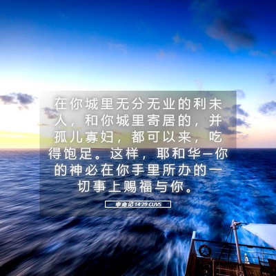 Picture 05 - 申 命 记 14:29 CUVS - 在 你 城 里 无 分 无 业 的 利 未 人 - Bible Verse Picture