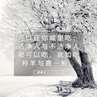 Picture 05 - 申 命 记 15:22 CUVS - 可 以 在 你 城 里 吃 ； 洁 净 人 与 - Bible Verse Picture
