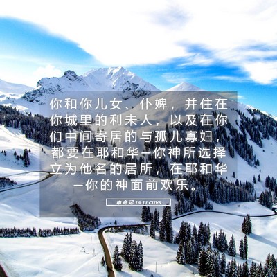 Picture 05 - 申 命 记 16:11 CUVS - 你 和 你 儿 女 、 仆 婢 ， 并 住 在 - Bible Verse Picture