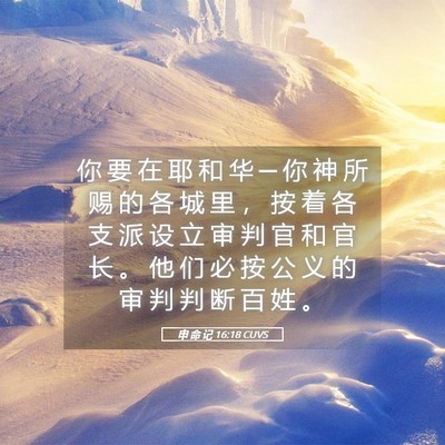 Picture 05 - 申 命 记 16:18 CUVS - 你 要 在 耶 和 华 ─ 你 神 所 赐 的 - Bible Verse Picture