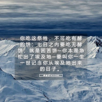 Picture 05 - 申 命 记 16:3 CUVS - 你 吃 这 祭 牲 ， 不 可 吃 有 酵 的 - Bible Verse Picture
