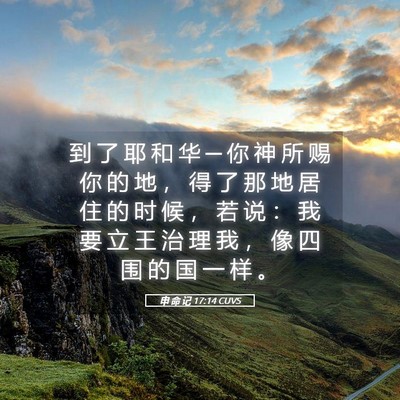 Picture 05 - 申 命 记 17:14 CUVS - 到 了 耶 和 华 ─ 你 神 所 赐 你 的 - Bible Verse Picture