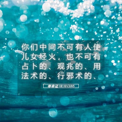 Picture 05 - 申 命 记 18:10 CUVS - 你 们 中 间 不 可 有 人 使 儿 女 经 - Bible Verse Picture