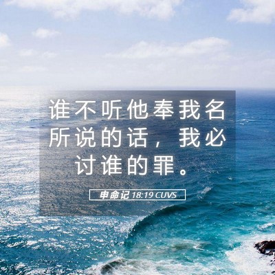 Picture 05 - 申 命 记 18:19 CUVS - 谁 不 听 他 奉 我 名 所 说 的 话 ， - Bible Verse Picture