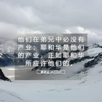 Picture 05 - 申 命 记 18:2 CUVS - 他 们 在 弟 兄 中 必 没 有 产 业 ； - Bible Verse Picture