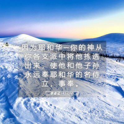 Picture 05 - 申 命 记 18:5 CUVS - 因 为 耶 和 华 ─ 你 的 神 从 你 各 - Bible Verse Picture