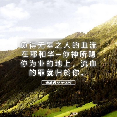 Picture 05 - 申 命 记 19:10 CUVS - 免 得 无 辜 之 人 的 血 流 在 耶 和 - Bible Verse Picture