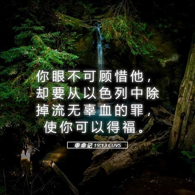 Picture 05 - 申 命 记 19:13 CUVS - 你 眼 不 可 顾 惜 他 ， 却 要 从 以 - Bible Verse Picture