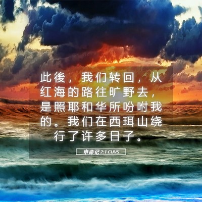 Picture 05 - 申 命 记 2:1 CUVS - 此 後 ， 我 们 转 回 ， 从 红 海 的 - Bible Verse Picture