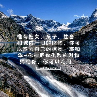 Picture 05 - 申 命 记 20:14 CUVS - 惟 有 妇 女 、 孩 子 、 牲 畜 ， 和 - Bible Verse Picture