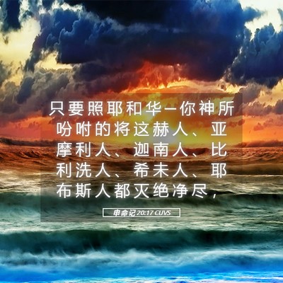 Picture 05 - 申 命 记 20:17 CUVS - 只 要 照 耶 和 华 ─ 你 神 所 吩 咐 - Bible Verse Picture