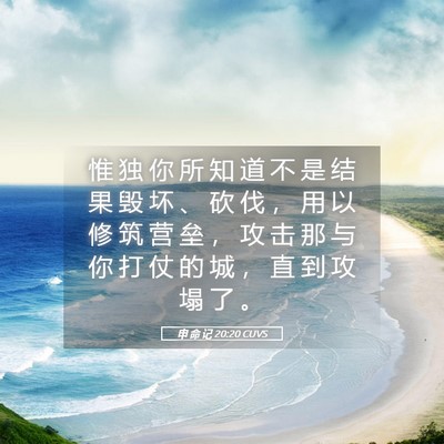 Picture 05 - 申 命 记 20:20 CUVS - 惟 独 你 所 知 道 不 是 结 果 毁 坏 - Bible Verse Picture
