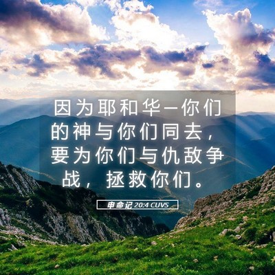 Picture 05 - 申 命 记 20:4 CUVS - 因 为 耶 和 华 ─ 你 们 的 神 与 你 - Bible Verse Picture