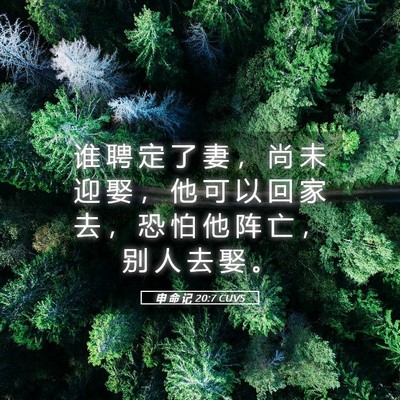 Picture 05 - 申 命 记 20:7 CUVS - 谁 聘 定 了 妻 ， 尚 未 迎 娶 ， 他 - Bible Verse Picture