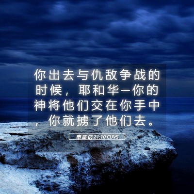 Picture 05 - 申 命 记 21:10 CUVS - 你 出 去 与 仇 敌 争 战 的 时 候 ， - Bible Verse Picture