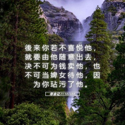 Picture 05 - 申 命 记 21:14 CUVS - 後 来 你 若 不 喜 悦 他 ， 就 要 由 - Bible Verse Picture