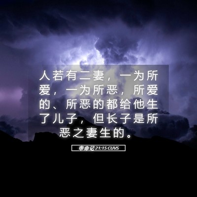 Picture 05 - 申 命 记 21:15 CUVS - 人 若 有 二 妻 ， 一 为 所 爱 ， 一 - Bible Verse Picture