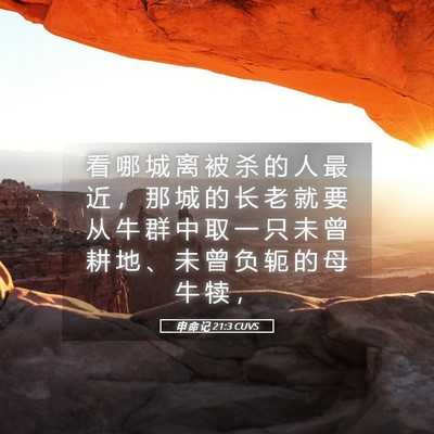 Picture 05 - 申 命 记 21:3 CUVS - 看 哪 城 离 被 杀 的 人 最 近 ， 那 - Bible Verse Picture