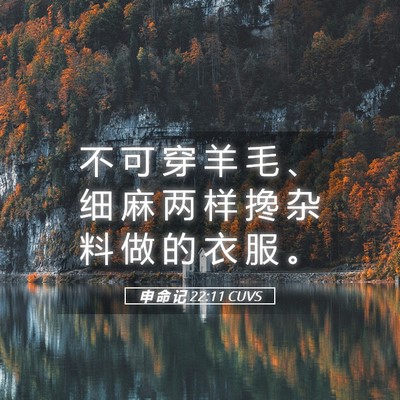 Picture 05 - 申 命 记 22:11 CUVS - 不 可 穿 羊 毛 、 细 麻 两 样 搀 杂 - Bible Verse Picture