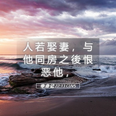 Picture 05 - 申 命 记 22:13 CUVS - 人 若 娶 妻 ， 与 他 同 房 之 後 恨 - Bible Verse Picture