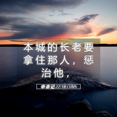 Picture 05 - 申 命 记 22:18 CUVS - 本 城 的 长 老 要 拿 住 那 人 ， 惩 - Bible Verse Picture