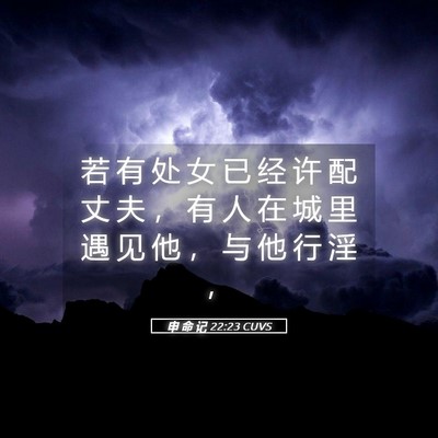 Picture 05 - 申 命 记 22:23 CUVS - 若 有 处 女 已 经 许 配 丈 夫 ， 有 - Bible Verse Picture