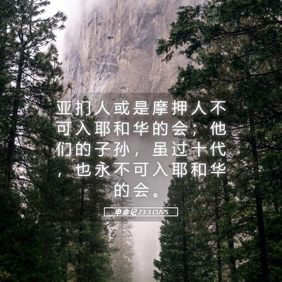 Picture 05 - 申 命 记 23:3 CUVS - 亚 扪 人 或 是 摩 押 人 不 可 入 耶 - Bible Verse Picture