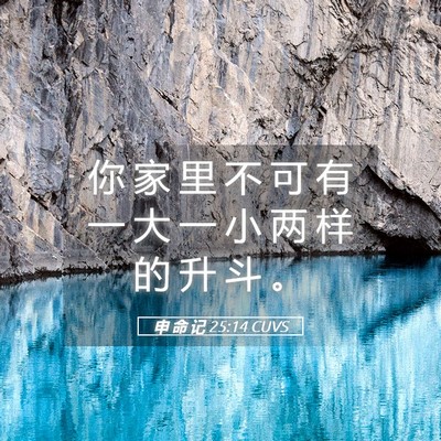 Picture 05 - 申 命 记 25:14 CUVS - 你 家 里 不 可 有 一 大 一 小 两 样 - Bible Verse Picture