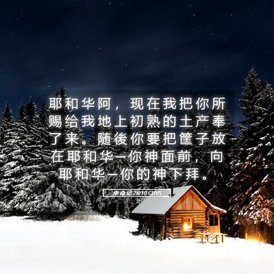 Picture 05 - 申 命 记 26:10 CUVS - 耶 和 华 阿 ， 现 在 我 把 你 所 赐 - Bible Verse Picture