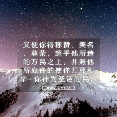 Picture 05 - 申 命 记 26:19 CUVS - 又 使 你 得 称 赞 、 美 名 、 尊 荣 - Bible Verse Picture