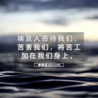 Picture 05 - 申 命 记 26:6 CUVS - 埃 及 人 恶 待 我 们 ， 苦 害 我 们 - Bible Verse Picture