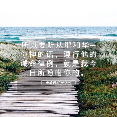 Picture 05 - 申 命 记 27:10 CUVS - 所 以 要 听 从 耶 和 华 ─ 你 神 的 - Bible Verse Picture