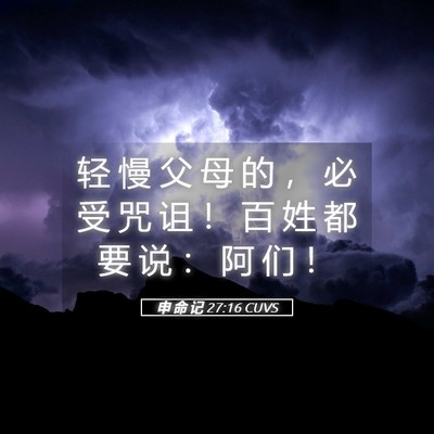 Picture 05 - 申 命 记 27:16 CUVS - 轻 慢 父 母 的 ， 必 受 咒 诅 ！ 百 - Bible Verse Picture