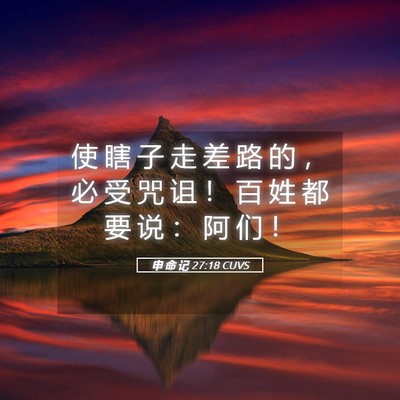 Picture 05 - 申 命 记 27:18 CUVS - 使 瞎 子 走 差 路 的 ， 必 受 咒 诅 - Bible Verse Picture