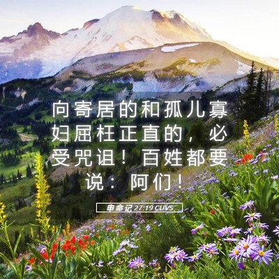 Picture 05 - 申 命 记 27:19 CUVS - 向 寄 居 的 和 孤 儿 寡 妇 屈 枉 正 - Bible Verse Picture