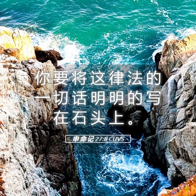 Picture 05 - 申 命 记 27:8 CUVS - 你 要 将 这 律 法 的 一 切 话 明 明 - Bible Verse Picture