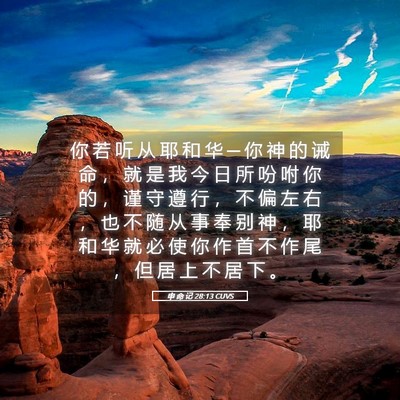 Picture 05 - 申 命 记 28:13 CUVS - 你 若 听 从 耶 和 华 ─ 你 神 的 诫 - Bible Verse Picture