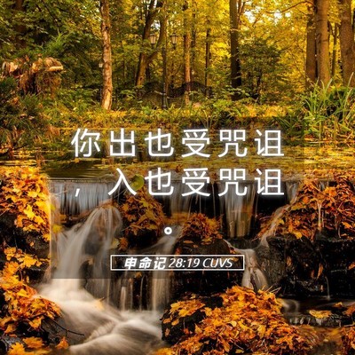Picture 05 - 申 命 记 28:19 CUVS - 你 出 也 受 咒 诅 ， 入 也 受 咒 诅 - Bible Verse Picture